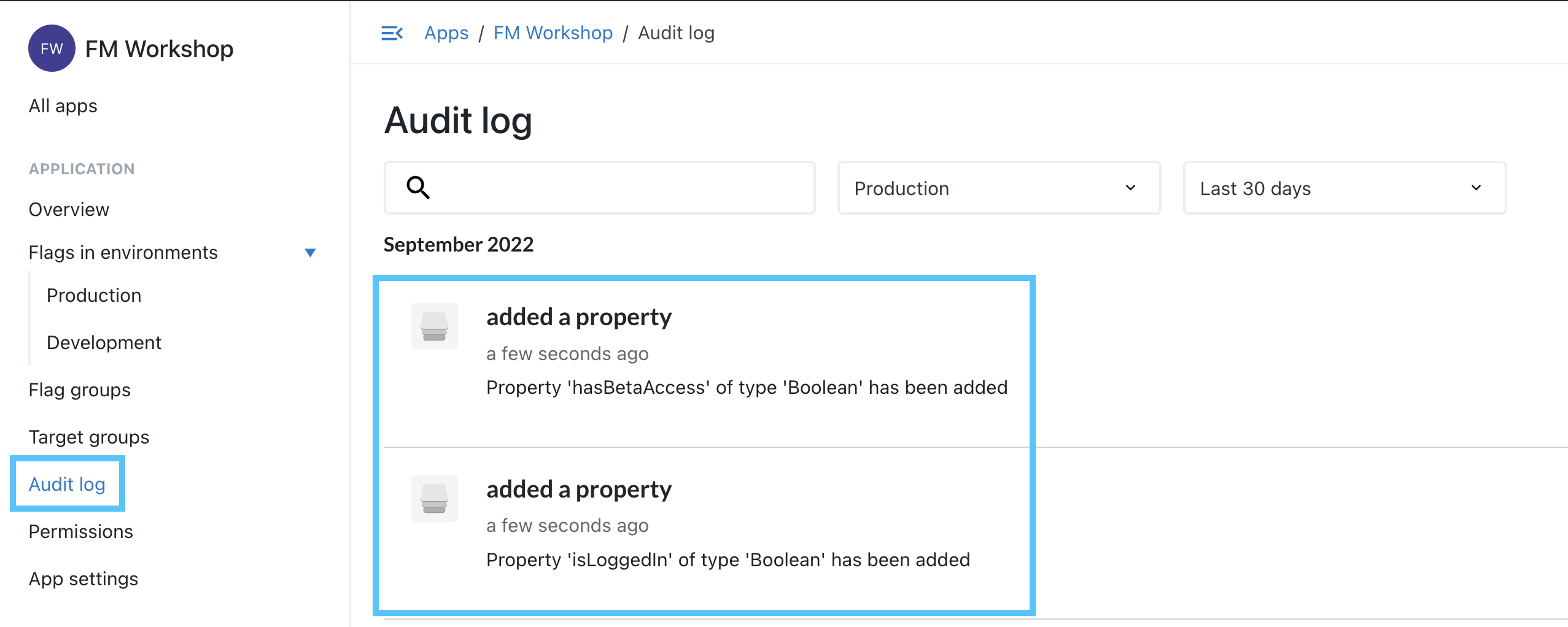 Audit Log Properties